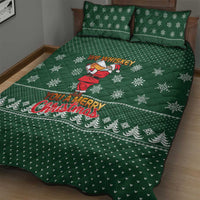 Funny Whiskey Christmas Quilt Bed Set with Santa Holding Mug and We Whiskey You a Merry Christmas Quote - Wonder Print Shop