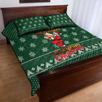 Funny Whiskey Christmas Quilt Bed Set with Santa Holding Mug and We Whiskey You a Merry Christmas Quote - Wonder Print Shop