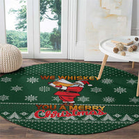 Funny Whiskey Christmas Round Carpet with Santa Holding Mug and We Whiskey You a Merry Christmas Quote - Wonder Print Shop