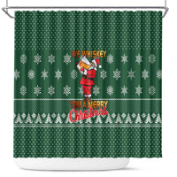 Funny Whiskey Christmas Shower Curtain with Santa Holding Mug and We Whiskey You a Merry Christmas Quote - Wonder Print Shop