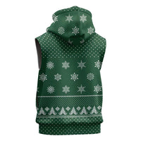 Funny Whiskey Christmas Sleeveless Hoodie with Santa Holding Mug and We Whiskey You a Merry Christmas Quote - Wonder Print Shop