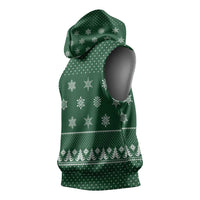 Funny Whiskey Christmas Sleeveless Hoodie with Santa Holding Mug and We Whiskey You a Merry Christmas Quote - Wonder Print Shop