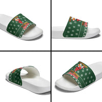 Funny Whiskey Christmas Slide Sandals with Santa Holding Mug and We Whiskey You a Merry Christmas Quote - Wonder Print Shop