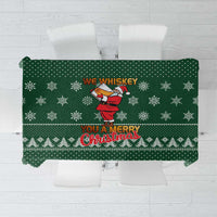 Funny Whiskey Christmas Tablecloth with Santa Holding Mug and We Whiskey You a Merry Christmas Quote - Wonder Print Shop