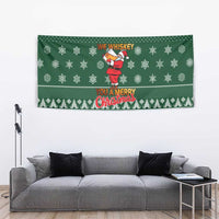 Funny Whiskey Christmas Tapestry with Santa Holding Mug and We Whiskey You a Merry Christmas Quote - Wonder Print Shop