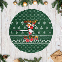 Funny Whiskey Christmas Tree Skirt with Santa Holding Mug and We Whiskey You a Merry Christmas Quote - Wonder Print Shop