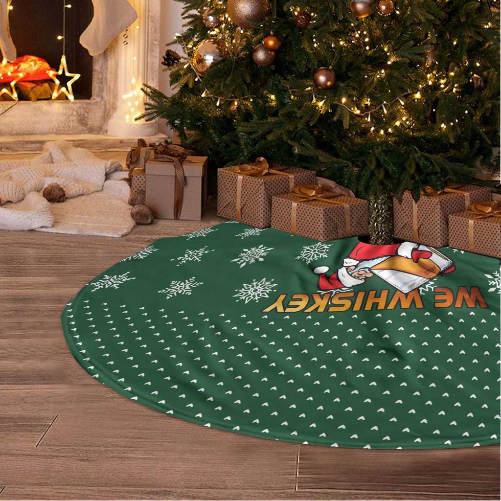 Funny Whiskey Christmas Tree Skirt with Santa Holding Mug and We Whiskey You a Merry Christmas Quote - Wonder Print Shop