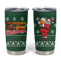 Funny Whiskey Christmas Tumbler Cup with Santa Holding Mug and We Whiskey You a Merry Christmas Quote - Wonder Print Shop