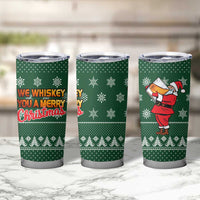 Funny Whiskey Christmas Tumbler Cup with Santa Holding Mug and We Whiskey You a Merry Christmas Quote - Wonder Print Shop