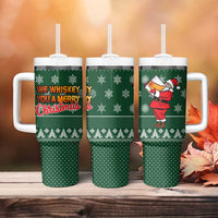Funny Whiskey Christmas Tumbler With Handle with Santa Holding Mug and We Whiskey You a Merry Christmas Quote - Wonder Print Shop