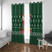Funny Whiskey Christmas Window Curtain with Santa Holding Mug and We Whiskey You a Merry Christmas Quote - Wonder Print Shop