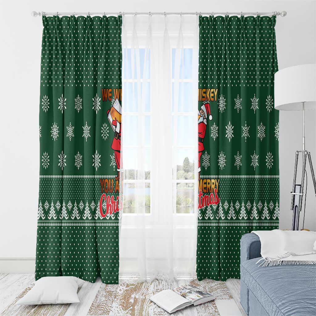 Funny Whiskey Christmas Window Curtain with Santa Holding Mug and We Whiskey You a Merry Christmas Quote - Wonder Print Shop