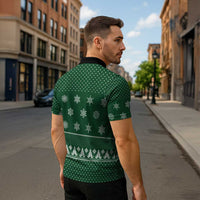 Funny Whiskey Christmas Zipper Polo Shirt with Santa Holding Mug and We Whiskey You a Merry Christmas Quote - Wonder Print Shop