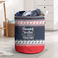 Sweater Weather Christmas Laundry Basket with Better Together Quote and Reindeer Snowflake - Wonder Print Shop