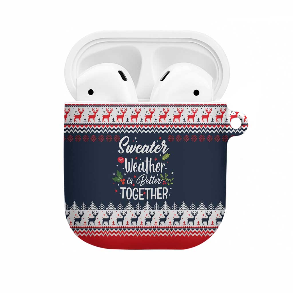 Sweater Weather Christmas AirPods Case with Better Together Quote and Reindeer Snowflake - Wonder Print Shop