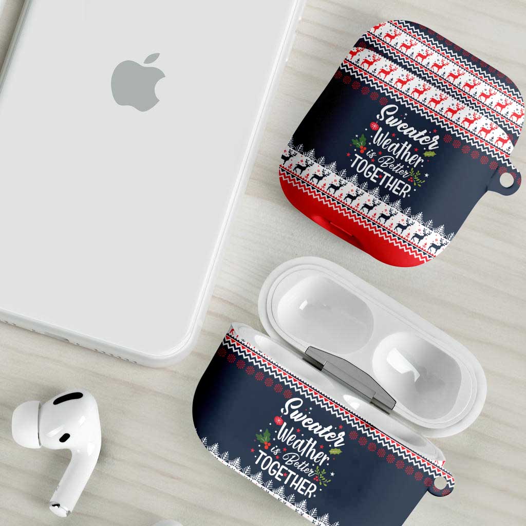 Sweater Weather Christmas AirPods Case with Better Together Quote and Reindeer Snowflake - Wonder Print Shop