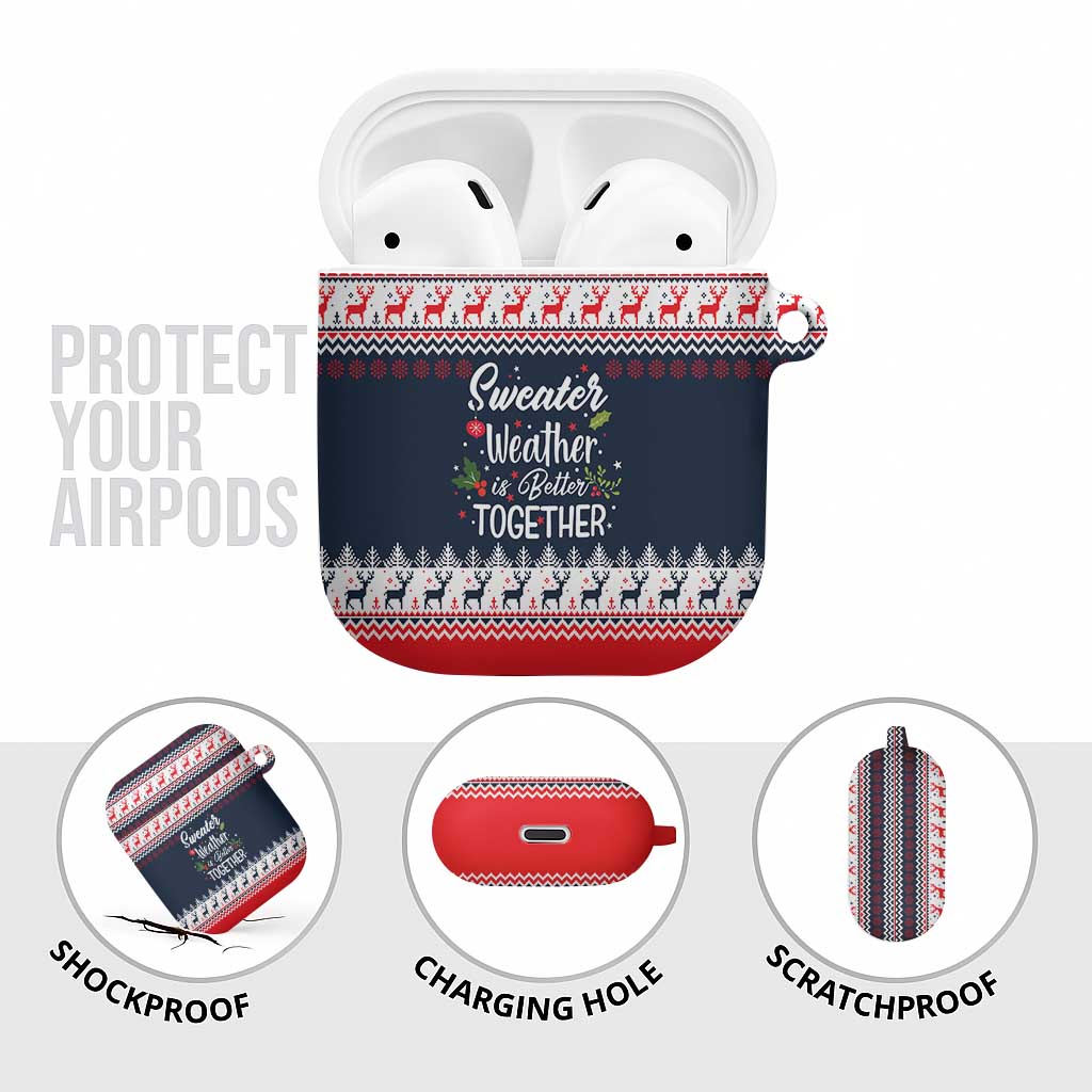 Sweater Weather Christmas AirPods Case with Better Together Quote and Reindeer Snowflake - Wonder Print Shop