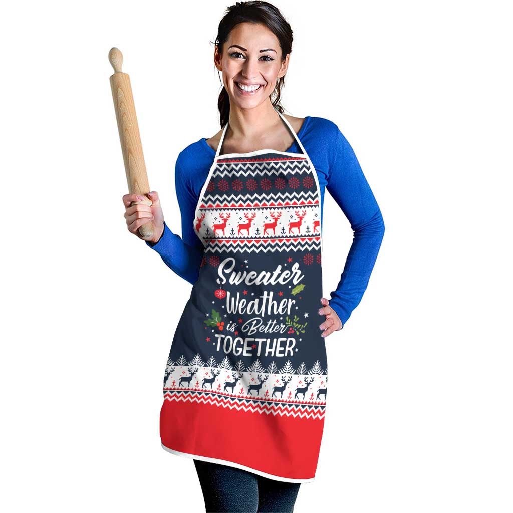 Sweater Weather Christmas Apron with Better Together Quote and Reindeer Snowflake - Wonder Print Shop