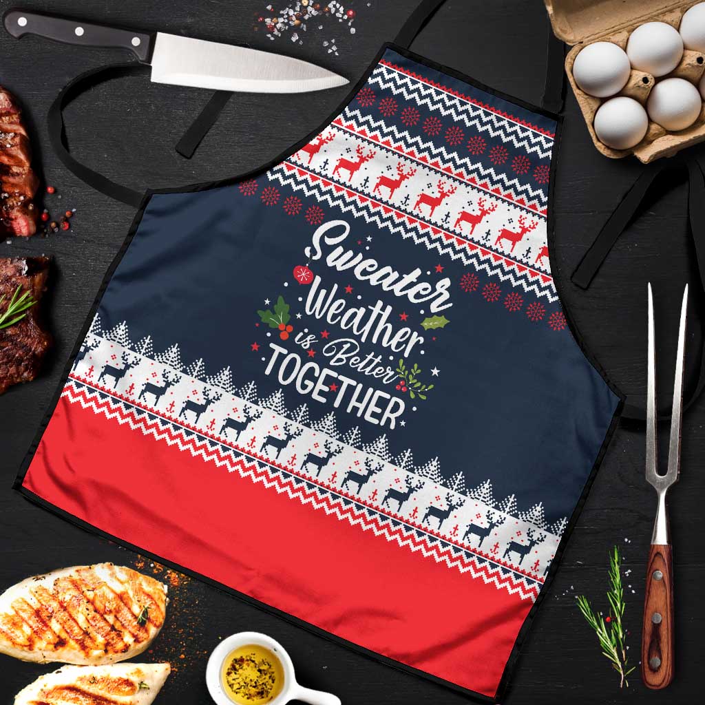 Sweater Weather Christmas Apron with Better Together Quote and Reindeer Snowflake - Wonder Print Shop