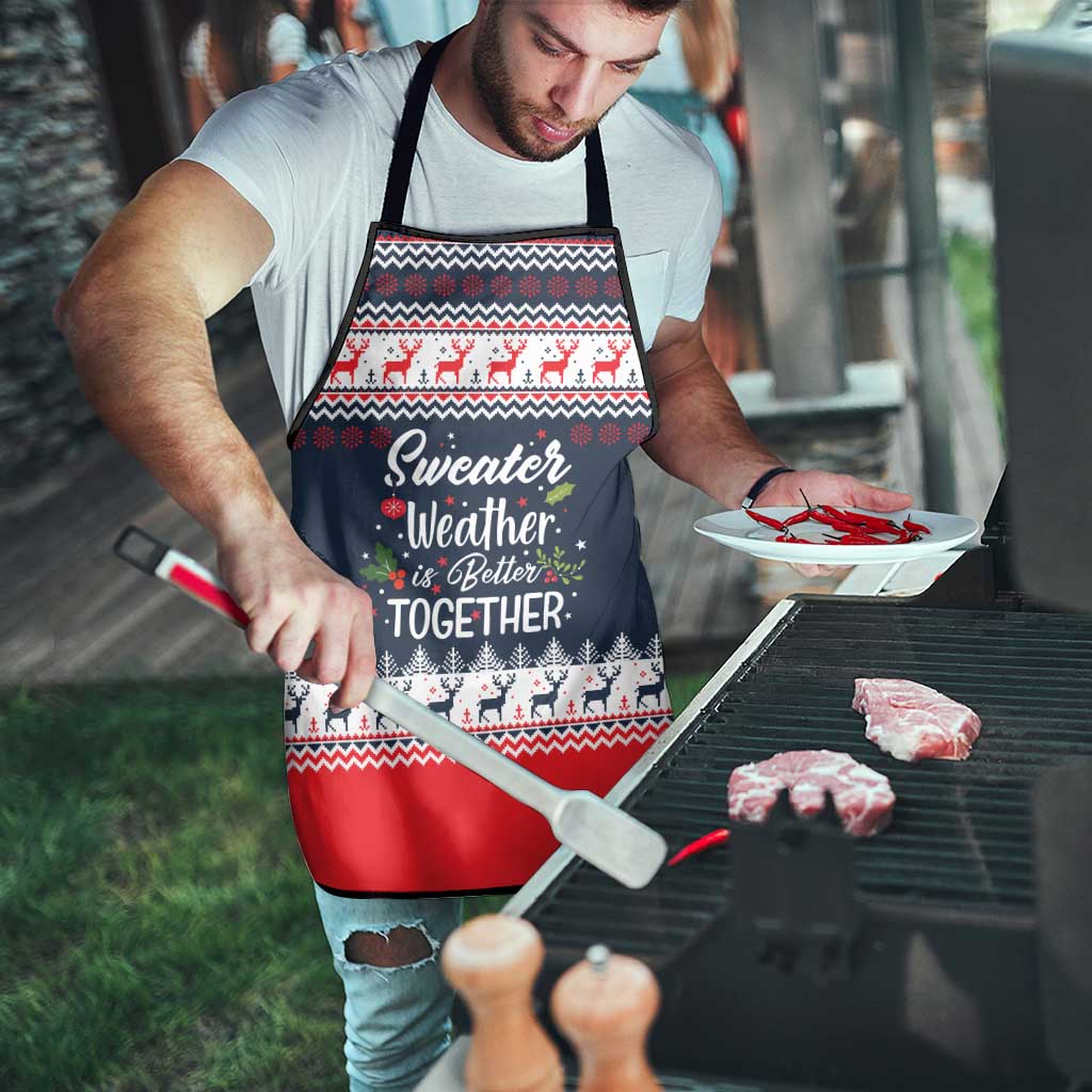 Sweater Weather Christmas Apron with Better Together Quote and Reindeer Snowflake - Wonder Print Shop