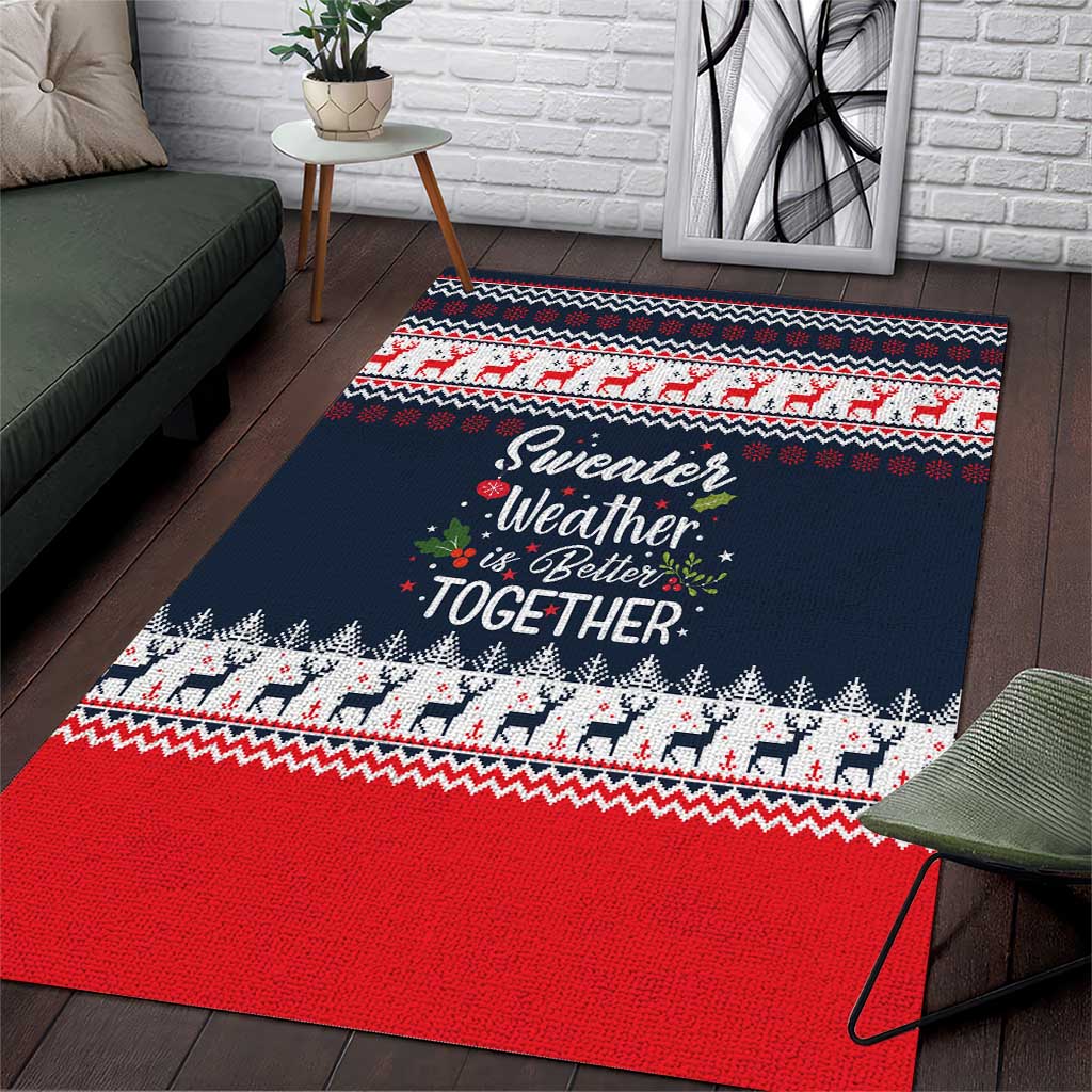 Sweater Weather Christmas Area Rug with Better Together Quote and Reindeer Snowflake - Wonder Print Shop