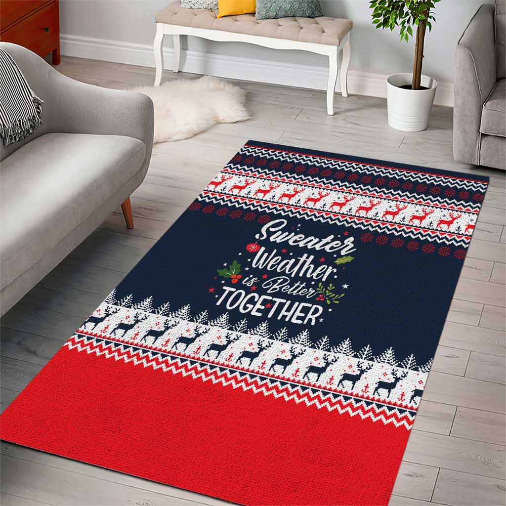 Sweater Weather Christmas Area Rug with Better Together Quote and Reindeer Snowflake - Wonder Print Shop