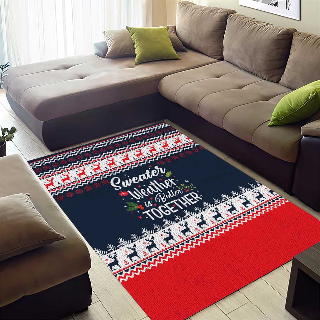 Sweater Weather Christmas Area Rug with Better Together Quote and Reindeer Snowflake - Wonder Print Shop