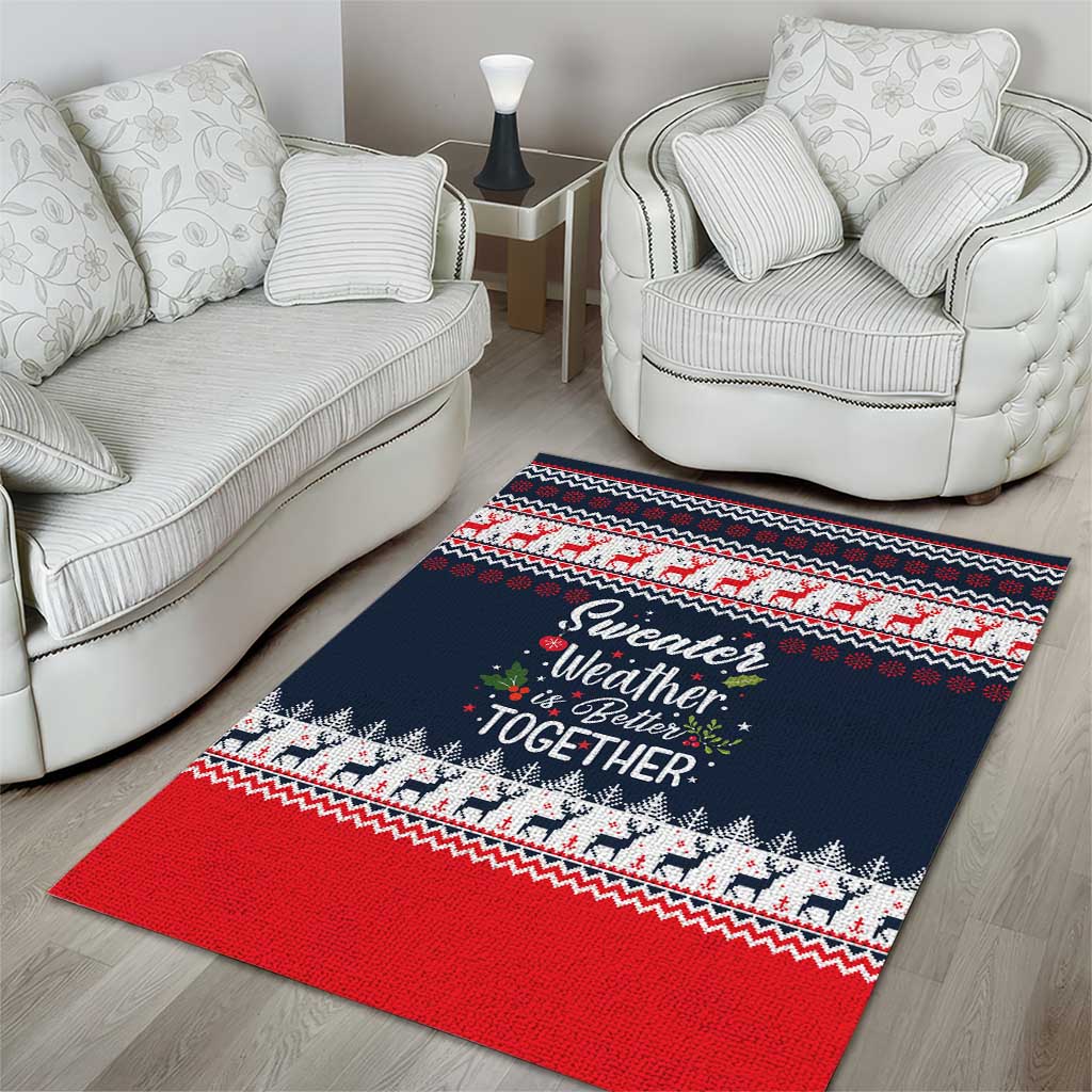 Sweater Weather Christmas Area Rug with Better Together Quote and Reindeer Snowflake - Wonder Print Shop