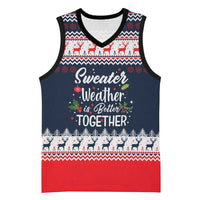 Sweater Weather Christmas Basketball Jersey with Better Together Quote and Reindeer Snowflake - Wonder Print Shop