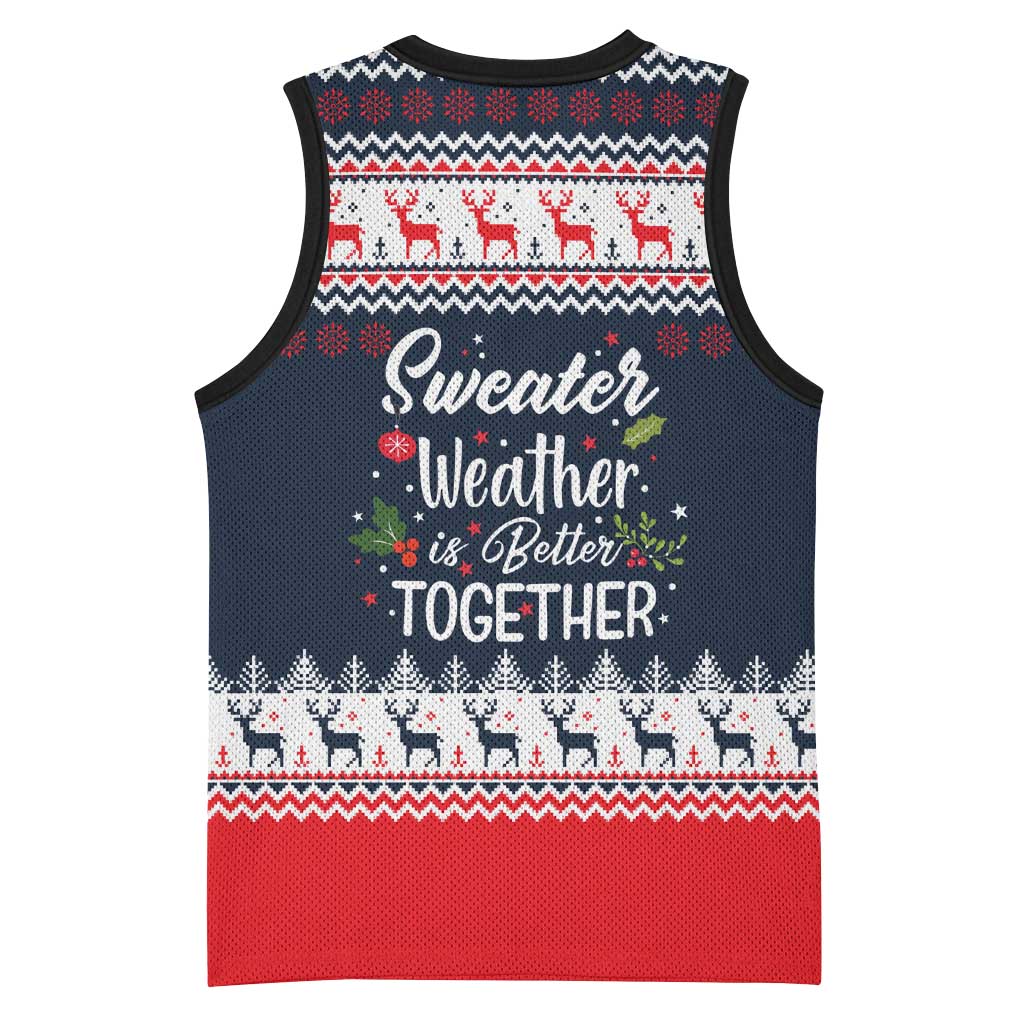 Sweater Weather Christmas Basketball Jersey with Better Together Quote and Reindeer Snowflake - Wonder Print Shop