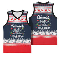 Sweater Weather Christmas Basketball Jersey with Better Together Quote and Reindeer Snowflake - Wonder Print Shop