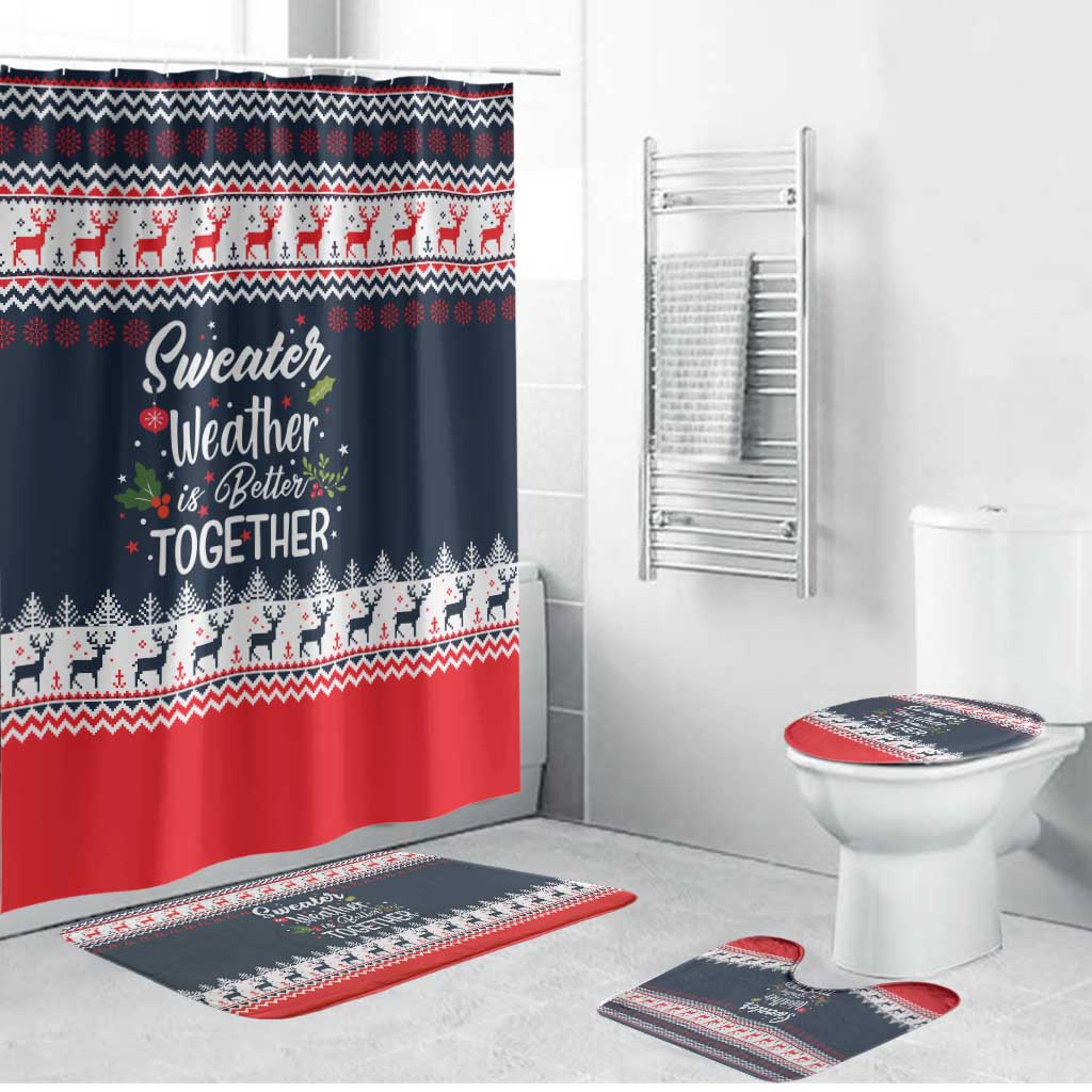 Sweater Weather Christmas Bathroom Set with Better Together Quote and Reindeer Snowflake - Wonder Print Shop