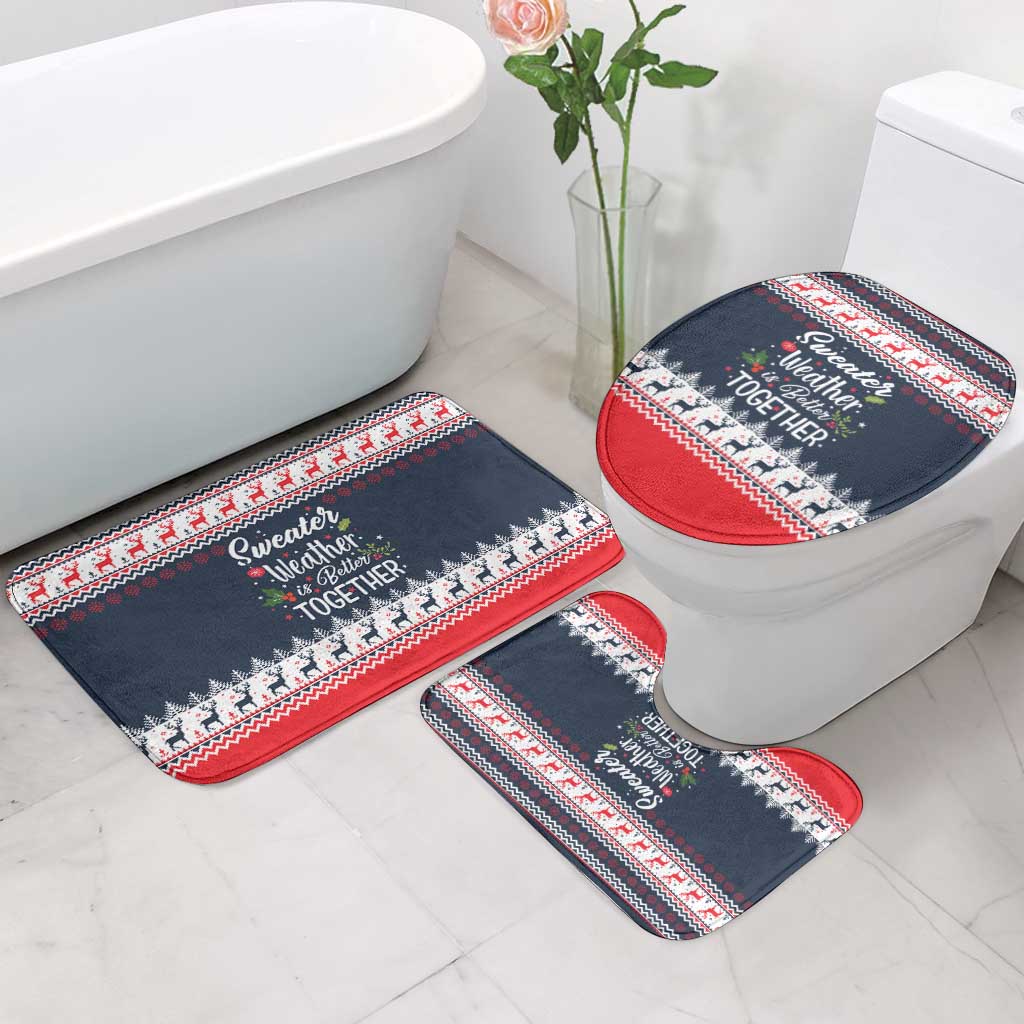 Sweater Weather Christmas Bathroom Set with Better Together Quote and Reindeer Snowflake - Wonder Print Shop