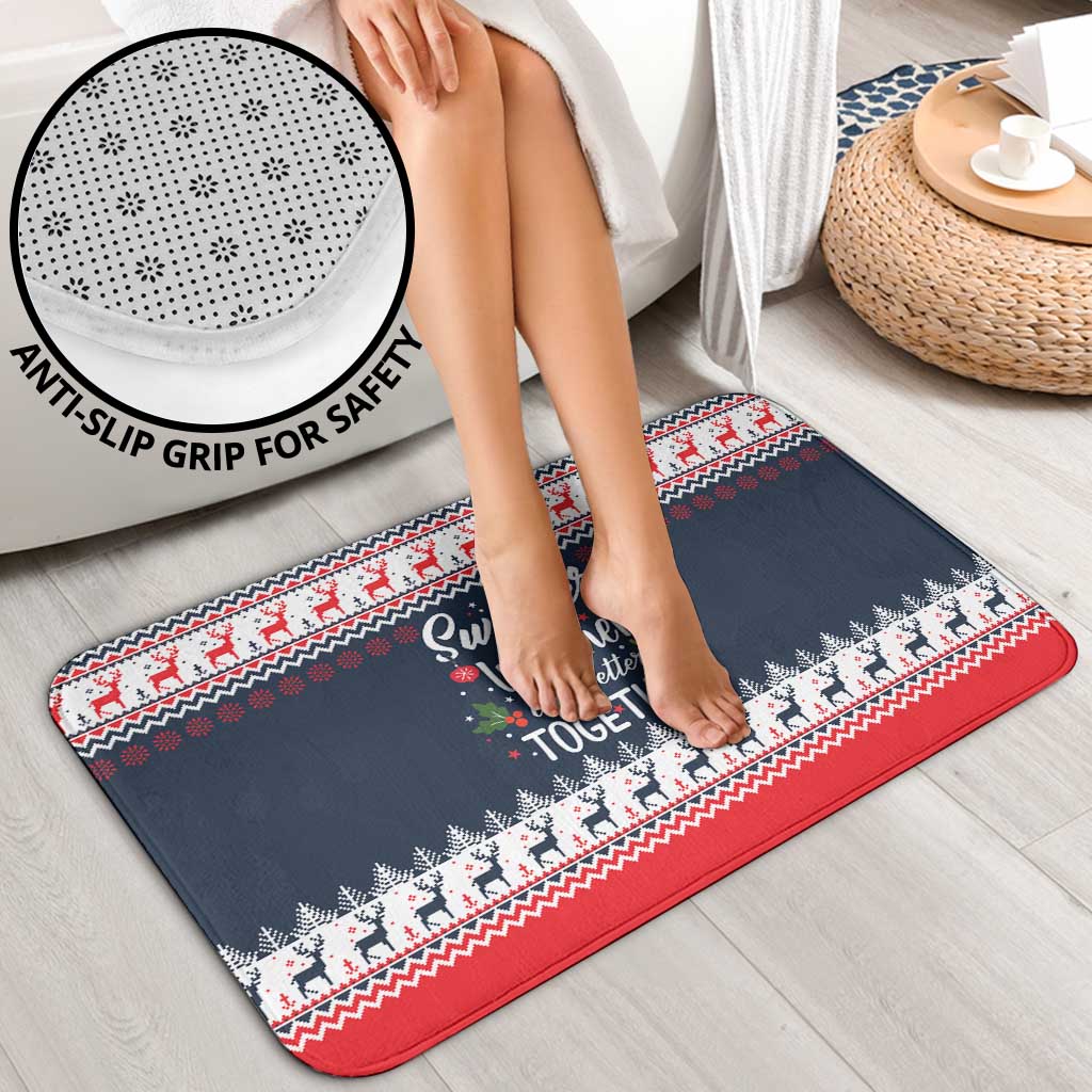 Sweater Weather Christmas Bathroom Set with Better Together Quote and Reindeer Snowflake - Wonder Print Shop