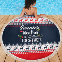Sweater Weather Christmas Beach Blanket with Better Together Quote and Reindeer Snowflake - Wonder Print Shop