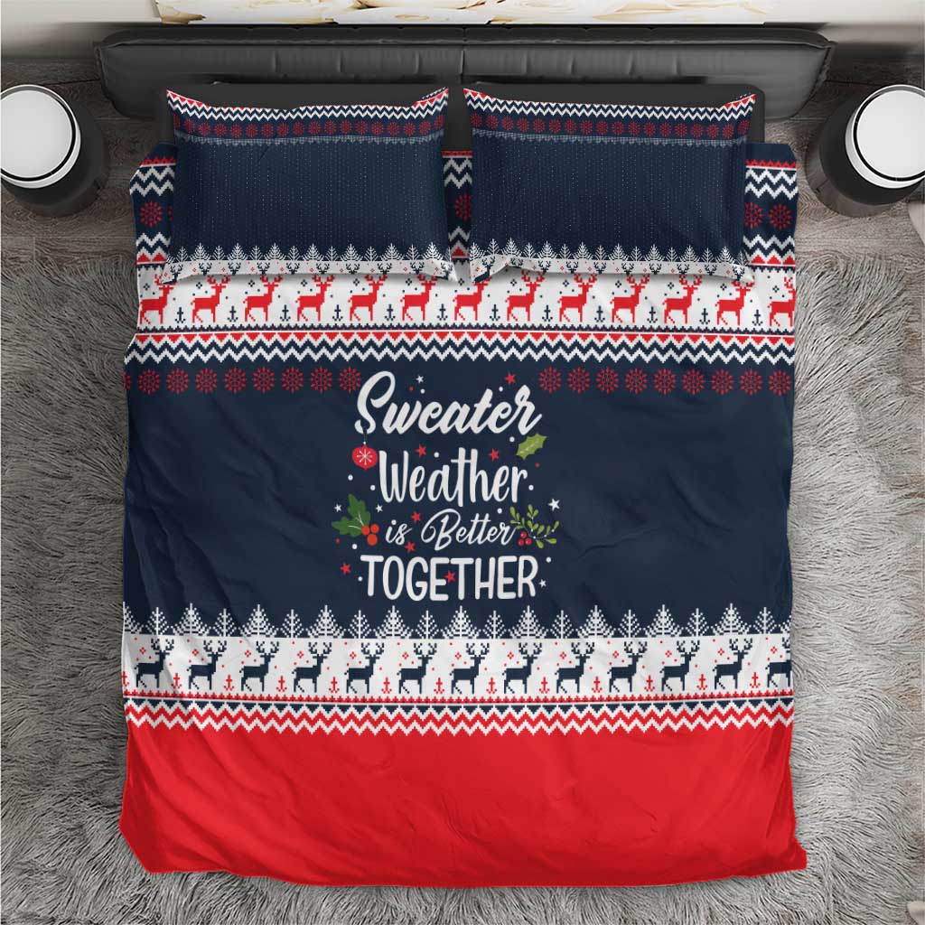 Sweater Weather Christmas Bedding Set with Better Together Quote and Reindeer Snowflake - Wonder Print Shop