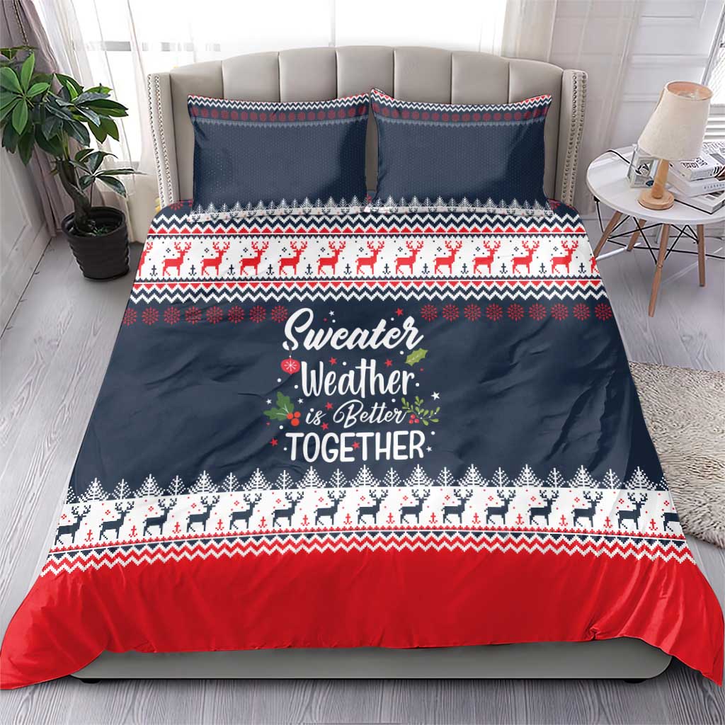 Sweater Weather Christmas Bedding Set with Better Together Quote and Reindeer Snowflake - Wonder Print Shop