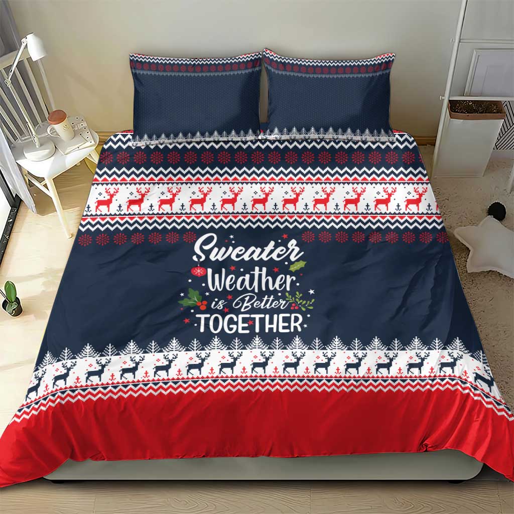 Sweater Weather Christmas Bedding Set with Better Together Quote and Reindeer Snowflake - Wonder Print Shop