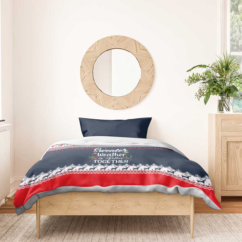 Sweater Weather Christmas Bedding Set with Better Together Quote and Reindeer Snowflake - Wonder Print Shop