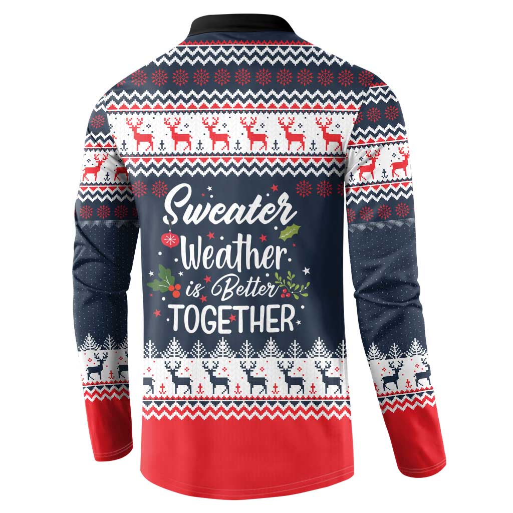 Sweater Weather Christmas Button Sweatshirt with Better Together Quote and Reindeer Snowflake - Wonder Print Shop