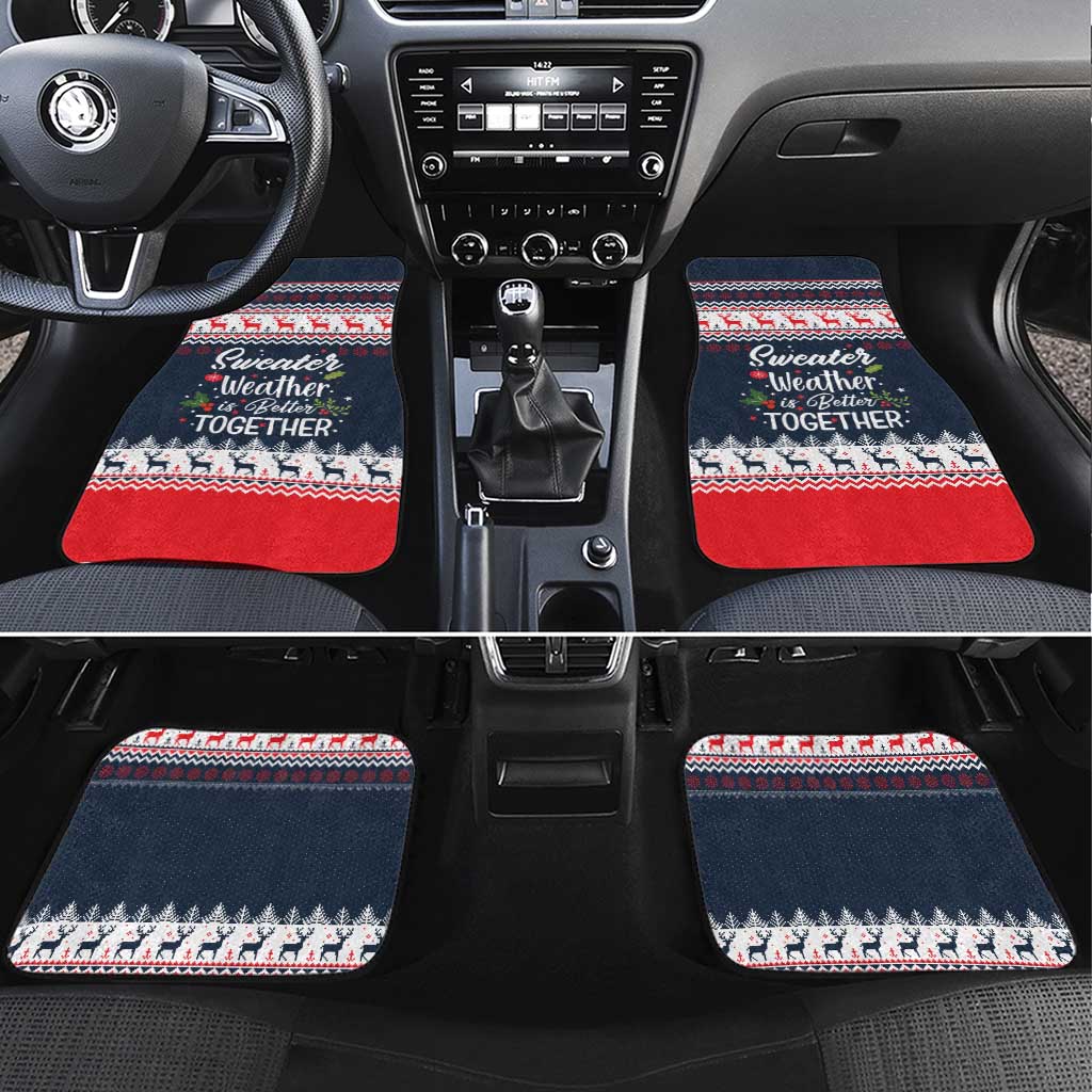 Sweater Weather Christmas Car Mats with Better Together Quote and Reindeer Snowflake - Wonder Print Shop