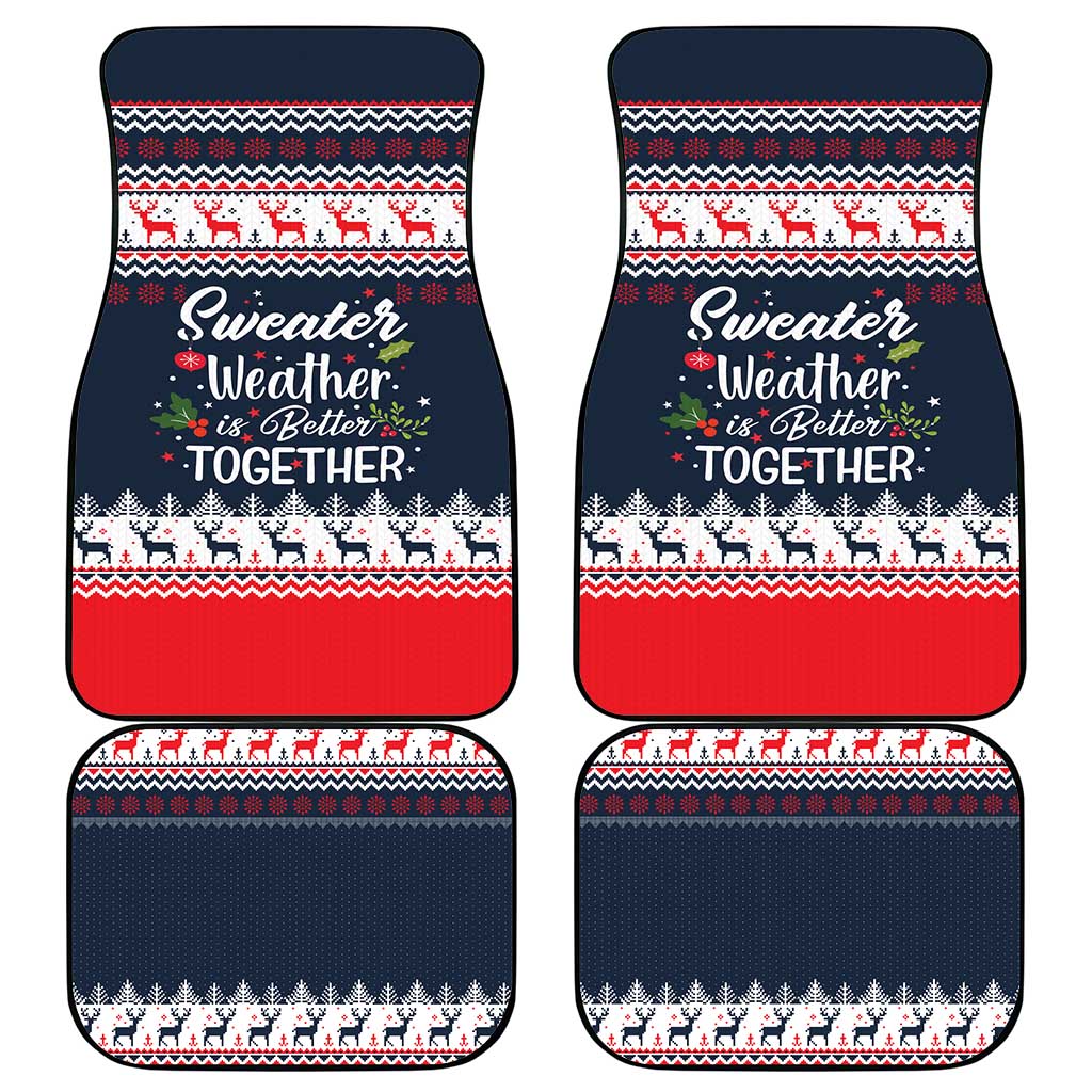 Sweater Weather Christmas Car Mats with Better Together Quote and Reindeer Snowflake - Wonder Print Shop