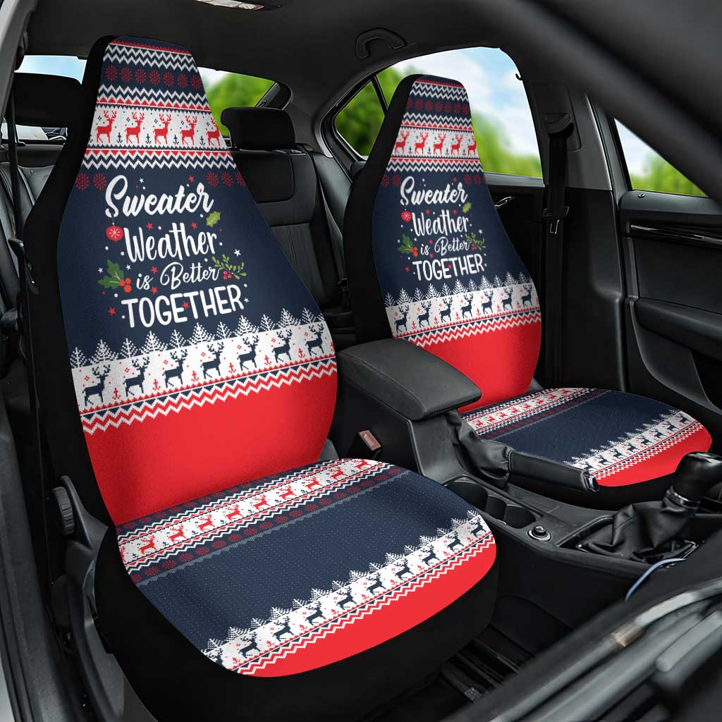 Sweater Weather Christmas Car Seat Cover with Better Together Quote and Reindeer Snowflake - Wonder Print Shop