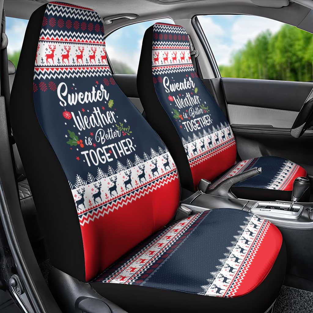 Sweater Weather Christmas Car Seat Cover with Better Together Quote and Reindeer Snowflake - Wonder Print Shop