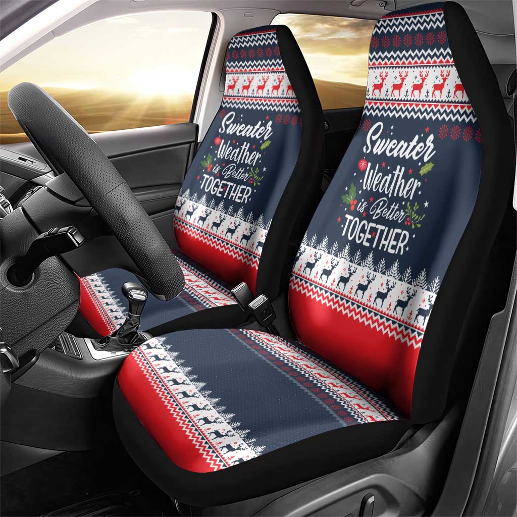 Sweater Weather Christmas Car Seat Cover with Better Together Quote and Reindeer Snowflake - Wonder Print Shop