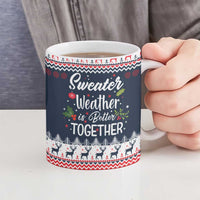 Sweater Weather Christmas Ceramic Mug with Better Together Quote and Reindeer Snowflake - Wonder Print Shop