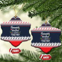 Sweater Weather Christmas Ceramic Ornament with Better Together Quote and Reindeer Snowflake - Wonder Print Shop