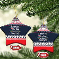 Sweater Weather Christmas Ceramic Ornament with Better Together Quote and Reindeer Snowflake - Wonder Print Shop