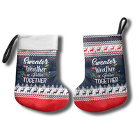 Sweater Weather Christmas Stocking with Better Together Quote and Reindeer Snowflake - Wonder Print Shop