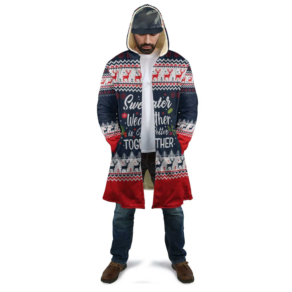 Sweater Weather Christmas Cloak with Better Together Quote and Reindeer Snowflake - Wonder Print Shop